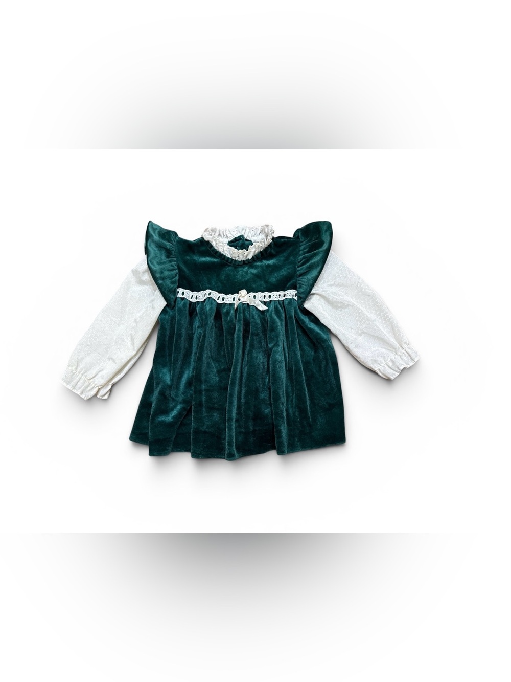 Vintage Emerald Green Velvet Dress Girls Size 18 Months New York Kids